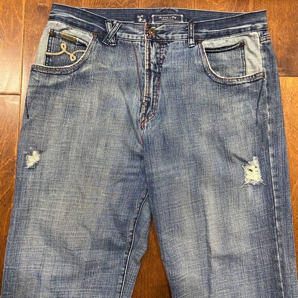 LRG Lifted Research Group Relaxed Dual Tone Denim Blue Jeans Mens Size W38 x L34 - Picture 2 of 9